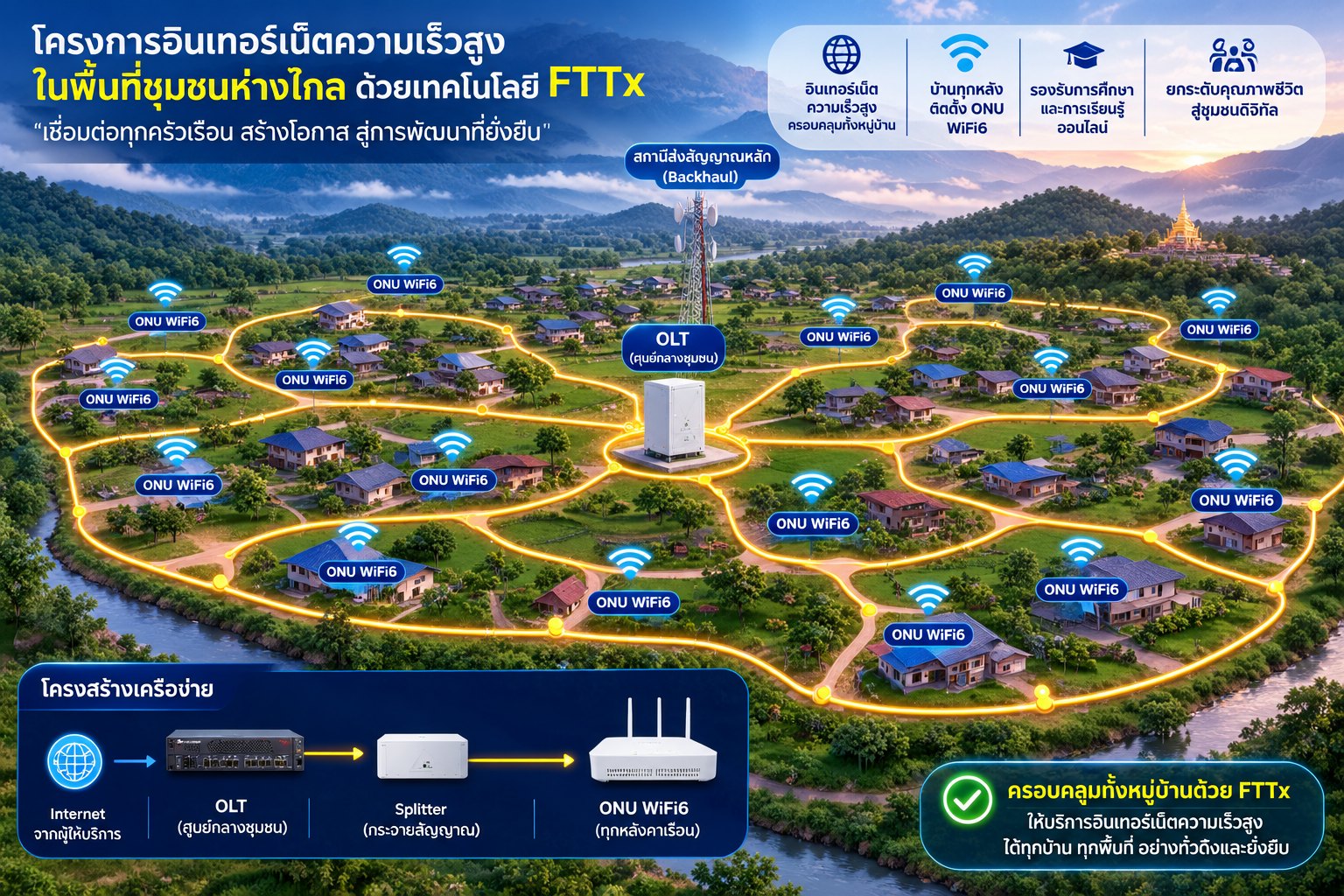 ครอบคลุมทั้งหมู่บ้านด้วย FTTx